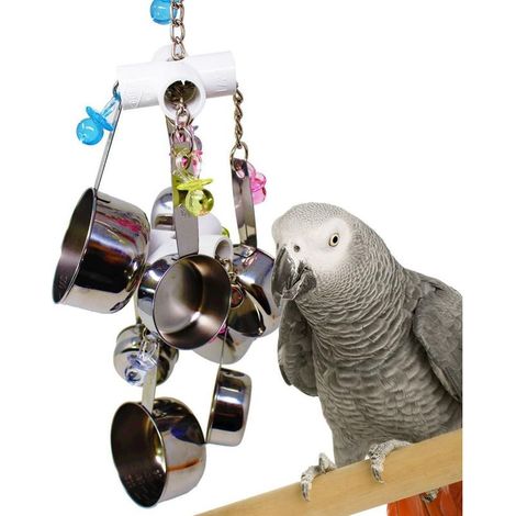 Jouet d'oiseaux en Bois Corde pour Perroquets Multicolore Jouet d'animaux avec Clochettes (1/3)