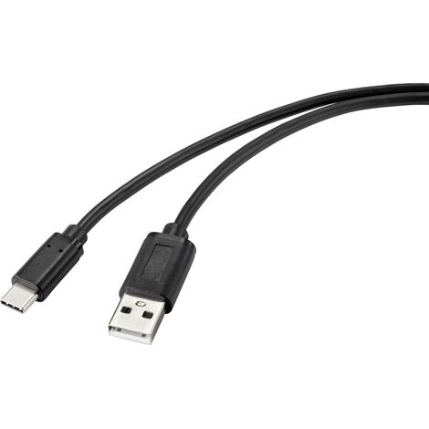 Renkforce USB-Kabel USB 2.0 USB-C® Stecker, USB-A Stecker 2.00 m Schwarz mit antimikrobieller Oberf (1/5)