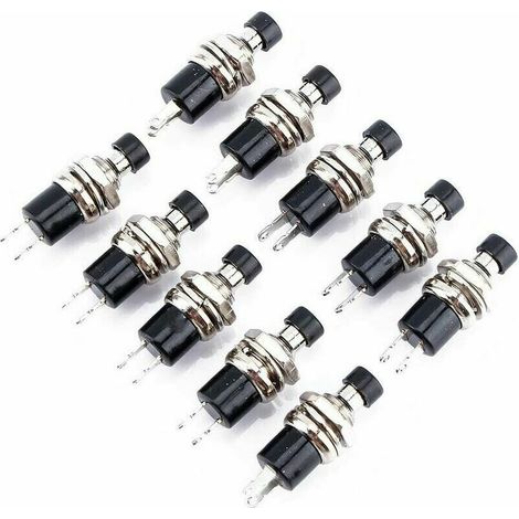 10Pcs Mini Interrupt Bouton-Poussoir Commutat Momentané Automobile On/Off Commutat Noir (1/5)