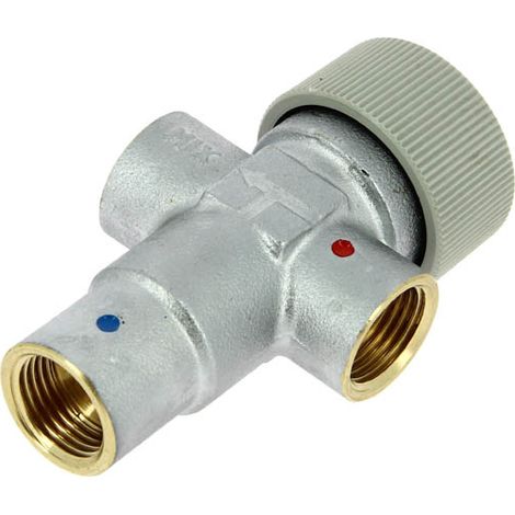 Caleffi – Mitigeur thermostatique bain 30-48°C – Corps laiton nickelé FFF – Débit 1300L/H – Pression max 10 bar