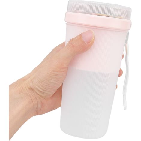 Mixeur électrique 300 ml rechargeable par USB avec gobelet à verrouillage de sécurité, 6 lames et étanche, affichage lumineux bleu, rose. (1/5)