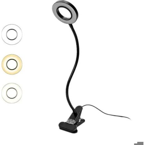 Lampe de Bureau Pince 7W Luminosit Rglable Flexible 360 pour Bureau et Domicile Noire YYV (1/4)