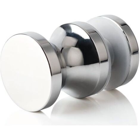 Poignée de Porte Douche Ronde Poigné de Porte en Verre Salle de Bain, en Acier Inoxydable SUS304, Finition Chromée Polie, EL9000 (1/5)