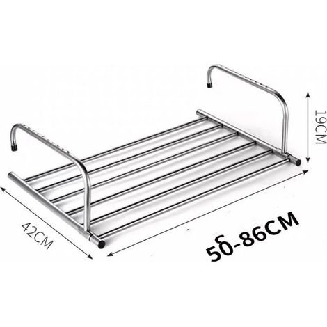 Etendoir à Linge Pliable en Acier Inoxydable, Télescopique Sèche Linge Suspendu  Longueur 50-86cm (1/5)