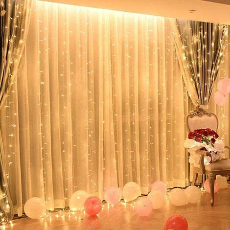 600 LED 100M Rideau Lumineux, Guirlande Lumineuse Rideau Imperméable Antigel Decoration de Fenêtre, Noël, Mariage, Anniversaire, Maison, Patio Intérieur Extérieur--Blanc Chaude (1/5)