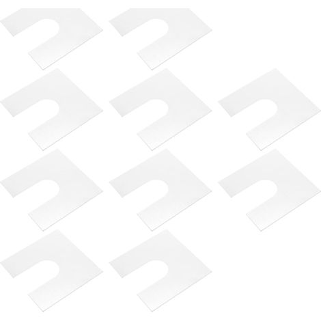Set of 10 U-shaped horseshoe-shaped metal shims with 17 mm slots and 1 mm thick square washers (1/5)