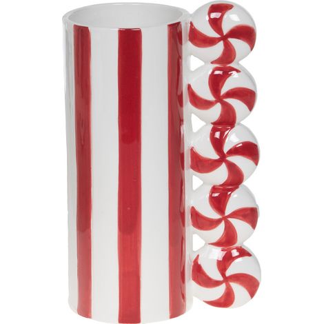 Amadeus - Vase Candy en céramique rayé rouge et blanc H20 cm (1/2)