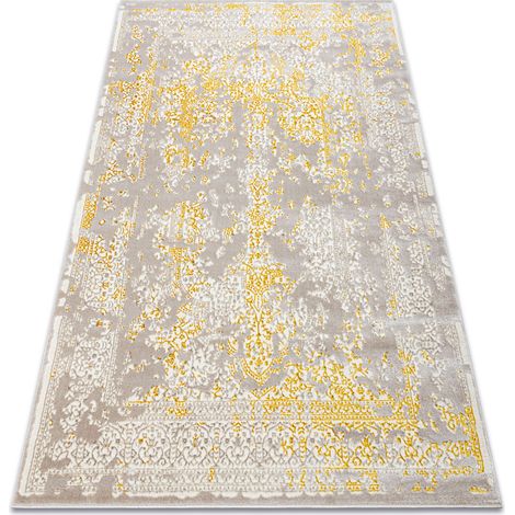 Teppich CORE 3807 Ornament Vintage - Strukturell, zwei Ebenen aus Vlies, beige / gold yellow 80x150 cm