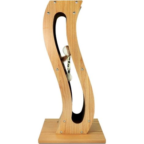 Tiragraffi in legno e cartone modello Onda con catnip per gatti