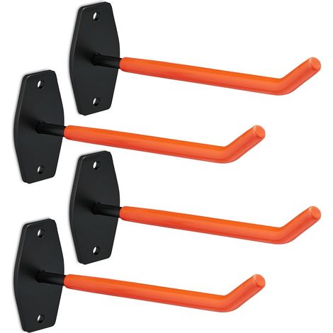 Support de pneus pour Mural, en Set de 4, pour pneus et Jantes jusqu'à 40 kg, en Acier, Orange - Noir (1/4)
