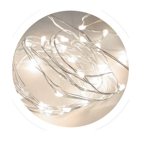 Guirnalda LED de alambre 20 LEDs de luz fría (2xLR6/AA no incuidas) (0,3W 6000K ) IP20 1,9m fabricada en cobre color plata
