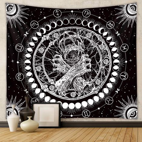 Wandteppich, Hintergrundstoff, trendiger Wandteppich, dekorativer Wandteppich im Bohème-Stil, 150 x 200 cm
