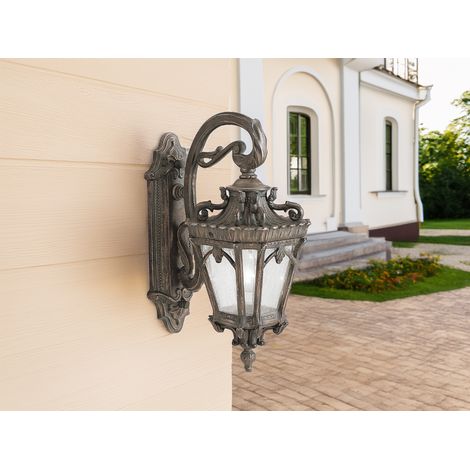 Antike Außenwandleuchte TOURNAI hängend Bronzefarbig, Höhe 46cm