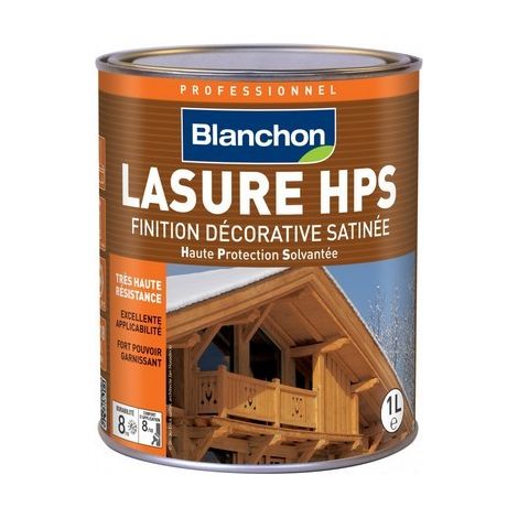 Blanchon – Lasure bois extérieur satinée haute protection 1L – Teinte incolore – Pour volets, bardages et palissades – Résistance intempéries