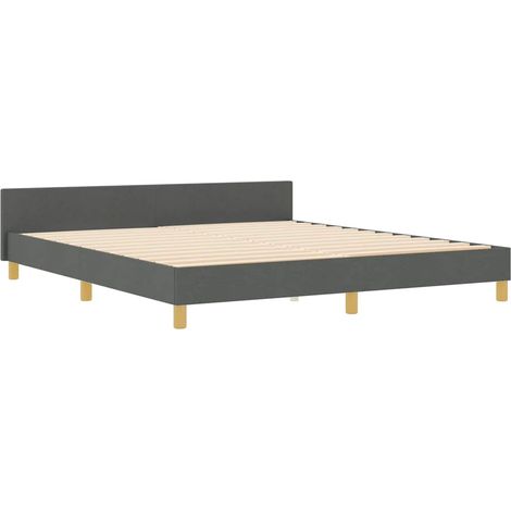Cadre de lit avec tête de lit Gris foncé 180 x 200 cm tissu vidaXL (1/5)