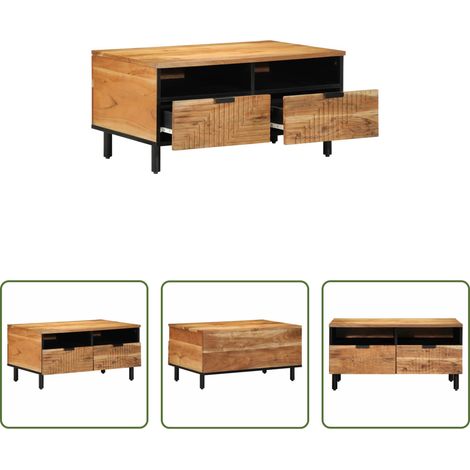 Massivholz Couchtisch - Couchtisch Braun 80 x 54 x 40 cm Massivholz Akazie (1/5)