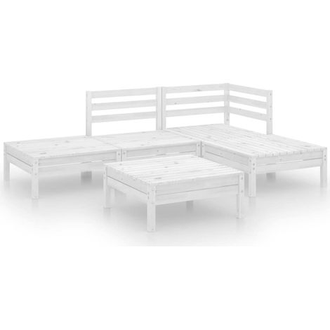 Set Divani da Giardino 5 pz  Salotto da Giardino in Legno Massello di Pino Bianco (1/5)