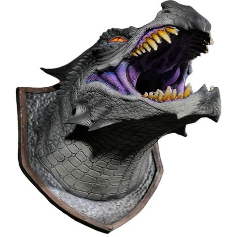 Support mural 3D en forme de tête de dragon avec lumières et pulvérisation, sculpture d'art fantaisie, décoration de chambre, décoration d'Halloween pour la maison (1/5)