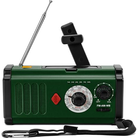 Notradio mit Handkurbel, solarbetriebenes FM/AM/Breitband-Wetterradio, 5000-mAh-externer Akku, tragbares Überlebensgerät mit SOS-Alarm, ideal für Campingausflüge bei Stromausfall. (1/5)