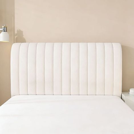 Samt-Kopfteilbezug – 180 cm, Kopfteilschutz, weiche Rückenlehne, Beige