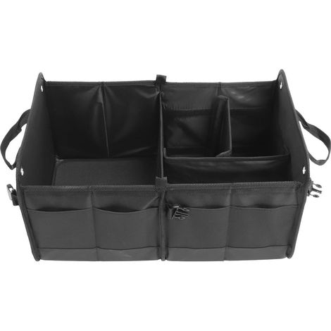 Organisateur de coffre de voiture pliable et pliant, porte-courses polyvalent, boîte de rangement repliable pour SUV, tissu oxford 1680D, séparateurs PP, universel, 1 boîte et 2 cloisons (1/5)
