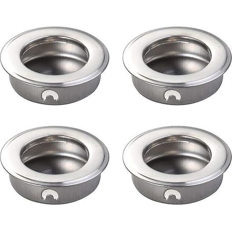 Lot de 4 poignées encastrées plates en acier inoxydable de 35 mm pour portes coulissantes, placards et tiroirs. (1/3)