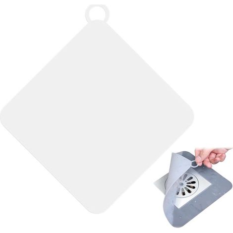 Tapones de desagüe de silicona antiolor de 4 piezas, tapón de desagüe para ducha de 20 × 20 cm, tapón universal para fregadero, protector de desagüe de silicona para cocina, lavadero y baño (blanco, g (1/4)
