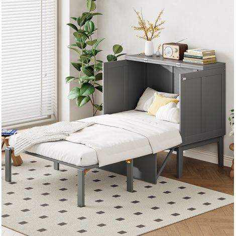 Letto salvaspazio verticale 90x200 in legno grigio OKMYHOME (1/5)