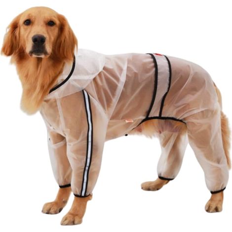 1 Manteau de pluie chien, TPU imperméable, bandes réfléchissantes, capuche ajustable, 4 pattes, taille 6XL