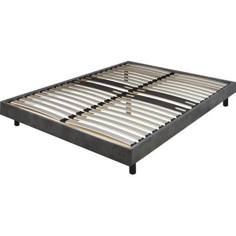 DREAMKIT - Sommier à Assembler 160x200 Finition Gris Béton