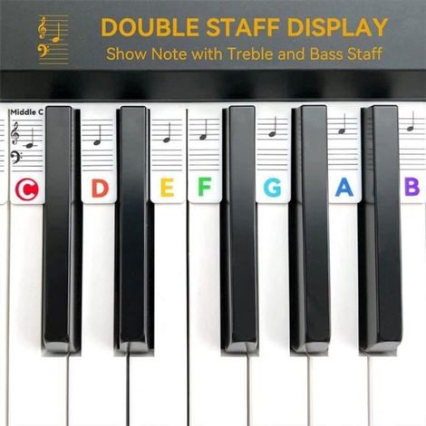 Étiquette Note Piano - Clavier 61 Touches - Pour Apprentissage Adulte - 2 Pièces (1/4)