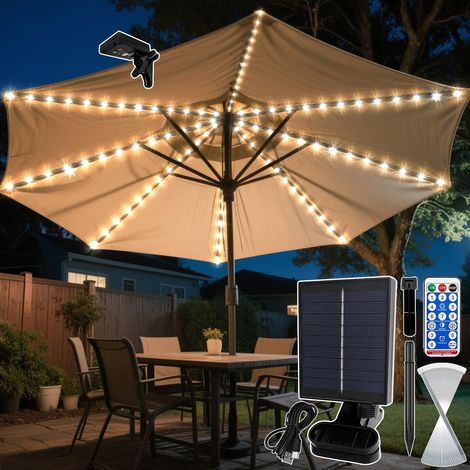 Lumières Solaires De Parapluie,Luce Solare per Ombrellone,104 LED 8 Modes Solaire Lampes Pour Parasol,Avec Télécommande,Lampes Solaire Pour Parasol,pour Extérieure Parasol Jardin Tentes (1/5)