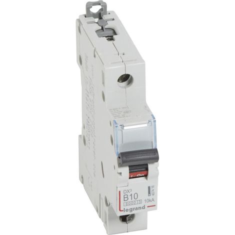 Disjoncteur DX6000 10kA arrivée haute et départ bas à vis 1P 230V à 400V 10A courbe B 1 module (407416) (1/2)