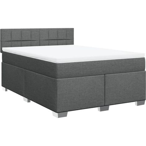 Maison Exclusive - Giroletto a Molle con Materasso Grigio Scuro 140x190 cm Tessuto (1/5)