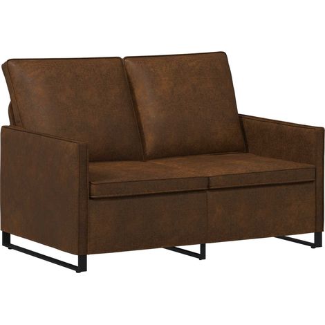 2 Seater Sofa Brown 130 x 81 x 82 cm Faux Suede Fabric vidaXL (1/5)
