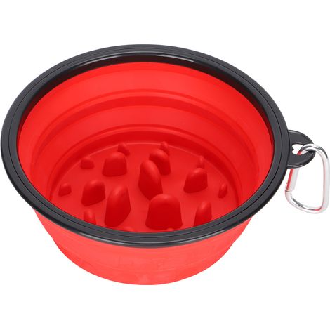 Gamelle portable pour chien, mangeoire anti-glouton, gamelle de voyage pour chiens de petite et grande taille, rouge (1/5)