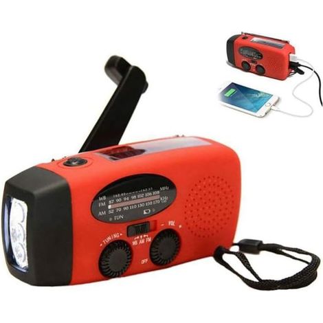 Emergency radio/crank radio with solar cells, flashlight and power bank (1/5)