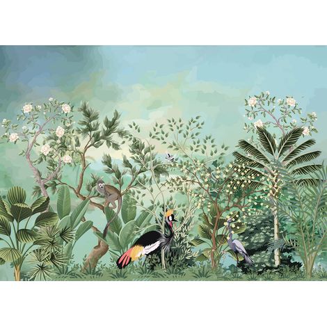 Papier peint panoramique - Jungle Oiseaux - 130 cm x 94 cm (1/2)