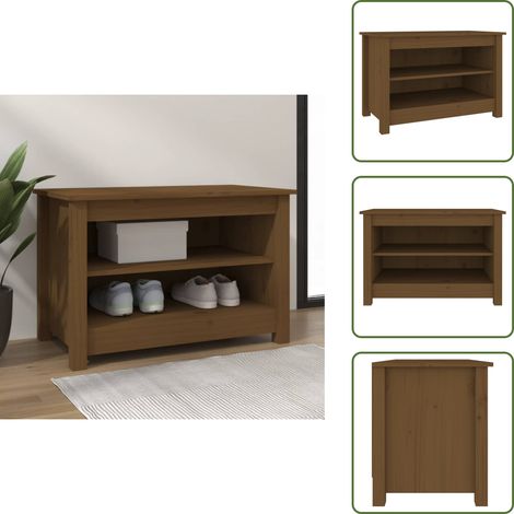 Banco de madera - vidaXL Banco zapatero madera maciza de pino marrón miel 70x38x45,5cm - Banco de pino