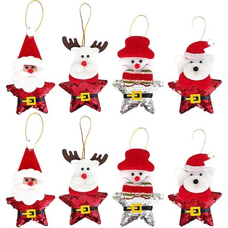 8-teiliges Weihnachtsdekorationsset inklusive Weihnachtspuppen, Schneemann, Rentier, Bär und Weihnachtsbaumschmuck (Weihnachtsmann2 + Schneemann2 + Rentier2 + Bär2) (1/2)