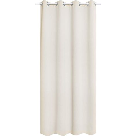 WOLTU Cortina Opaca con Ojales 1 Pieza Cortinas Térmicas Aislantes Moderna Decoración Ventanas para Dormotorio Habitacion Sala Salon 135x225 cm Crema  ,Cortina sin correas