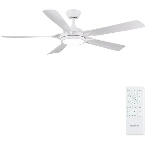 Großer weißer Deckenventilator (142 cm) mit Licht und Fernbedienung, dimmbarem Deckenlicht, leisem Gleichstrommotor, 5 Flügeln, 6 Geschwindigkeitsstufen und 3 Timer-Einstellungen für Schlafzimmer, Woh