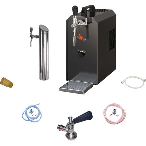Untertheken Komplett Set - Zapfanlage, Bierzapfanlage JET 30K Bierkoffer mit Luftpumpe Durchlaufkühler 1-leitig Trockenkühler, bis zu 35 Liter/h, Zapfkopf:KeyKeg (1/5)