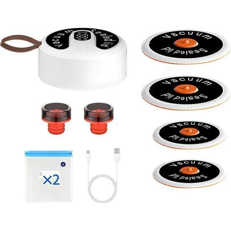 Pompe à Vide Électrique Rechargeable – Pompe Universelle avec Couvercles & Sacs, Aspiration -60kPa, USB-C, Fonctionnement à Une Touche, Conservation Alimentaire pour Bocaux, Contenants & Sacs So (1/5)
