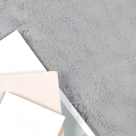 Tapis en Fourrure Synthétique de Lapin Gris 240 x 240 cm CFW77914 (1/5)