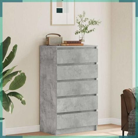 823020 Commode Gris béton 60x36x103 cm Bois d'ingénierie (1/5)