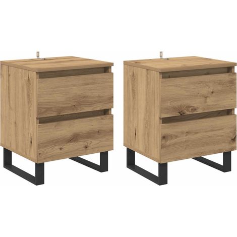 Maison Exclusive - Armadio da Notte 2 pz Rovere artigianale 40 x 35 x 50 cm (1/5)