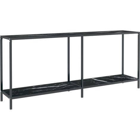 Table console Noir 180x35x75,5 Verre trempé et acier Mouki (1/5)