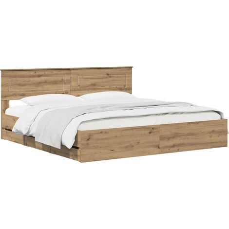 Bed Frame with Storage and Headboard Artisan Oak 180 x 200 cm vidaXL (1/5)