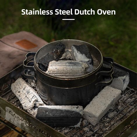 Ustensile de cuisine suspendu d'extérieur, Pot hollandais en acier inoxydable, ragoût de Camping, poêle épaisse (1/5)